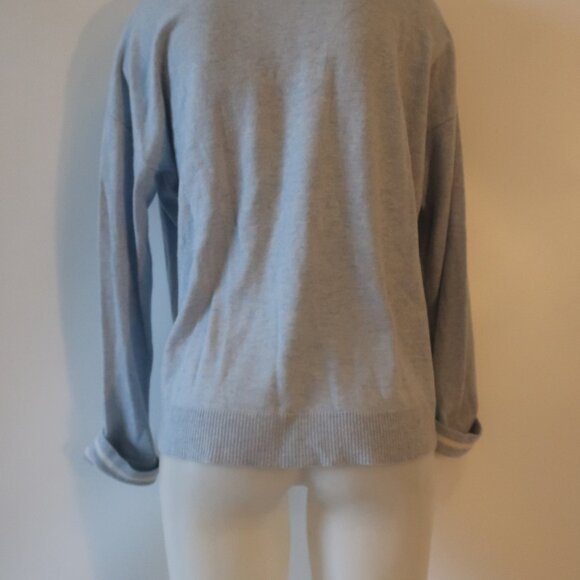 NWT Womens One Grey Day Denim Blue Boxy Cashmere Sweater M * - Picture 5 of 6